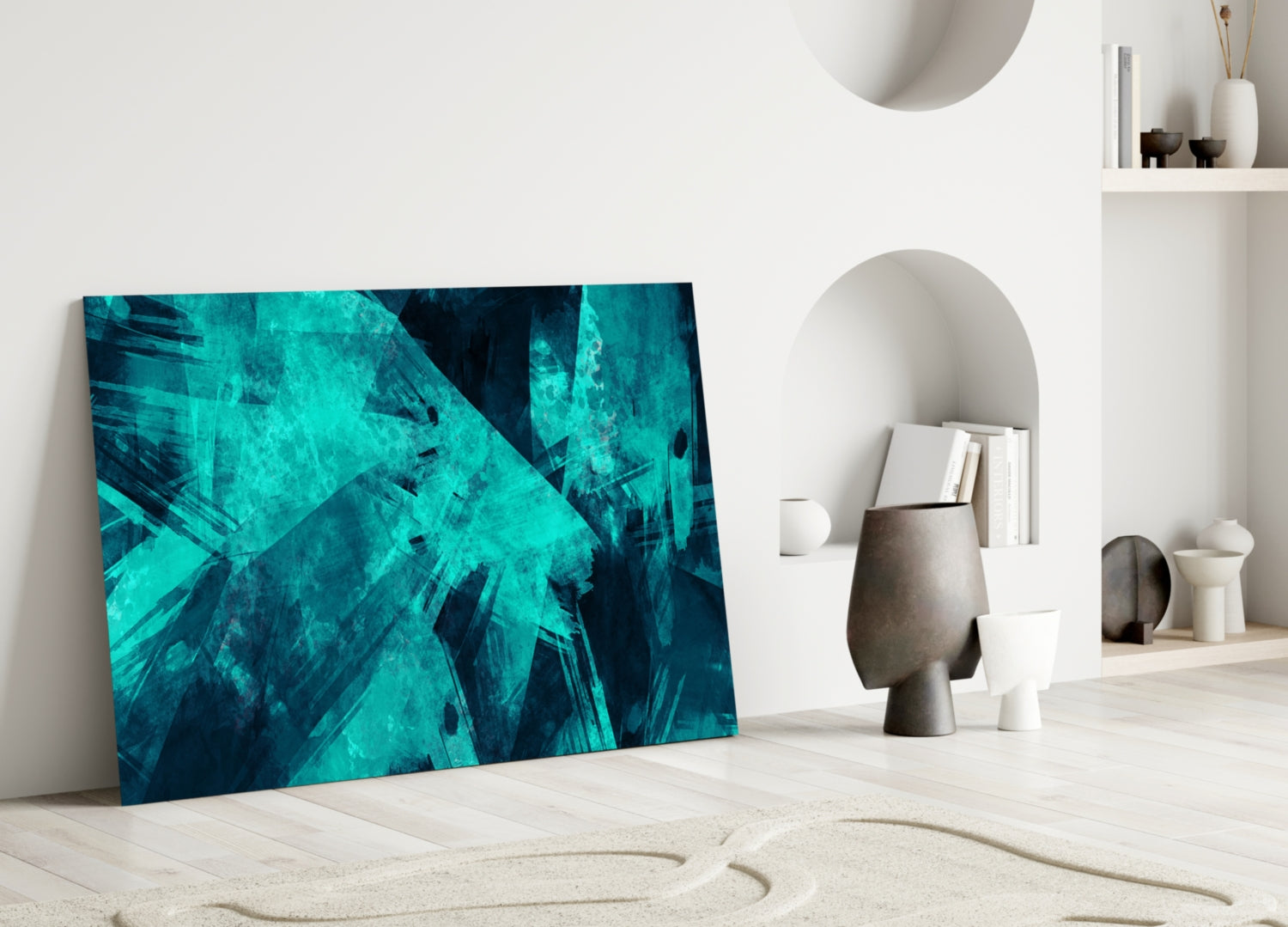 Green Abstract Pattern Glass Wall Art-2