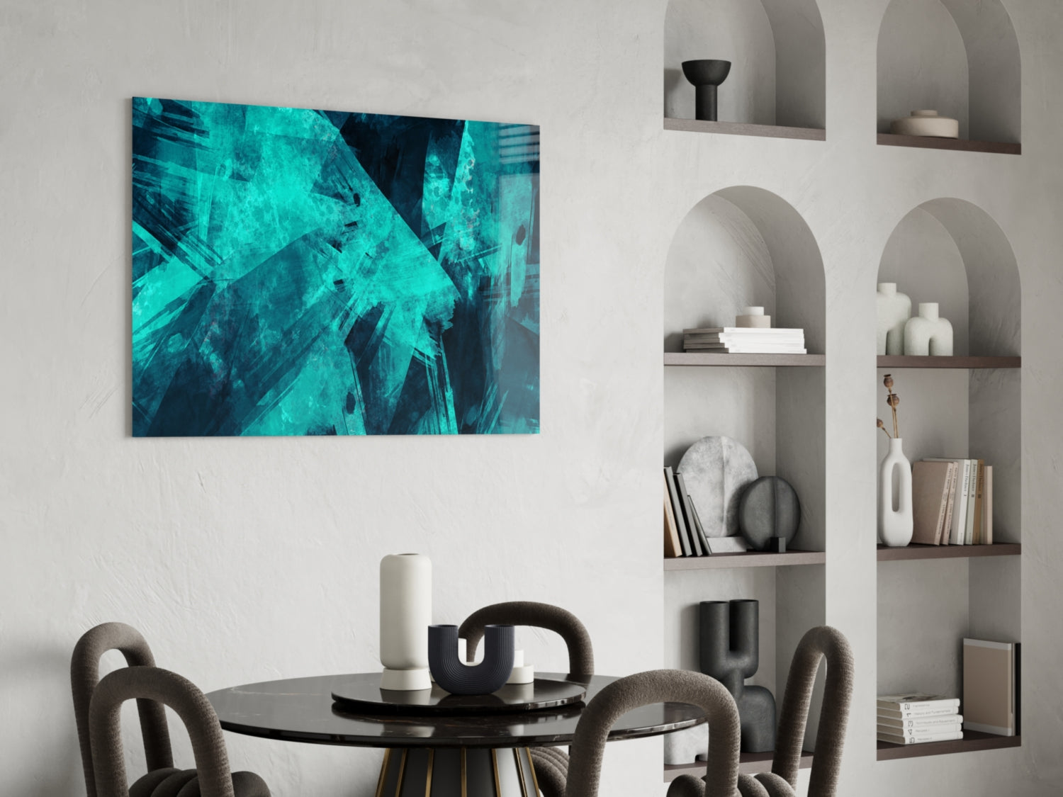 Green Abstract Pattern Glass Wall Art-4