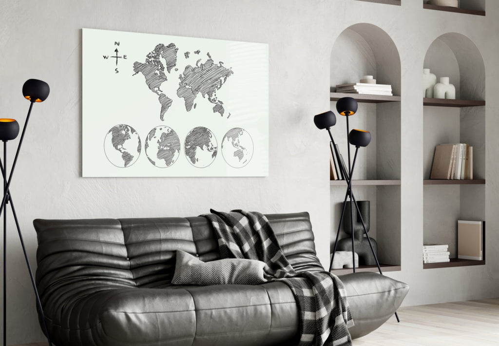 Continents Glass Wall Art-3