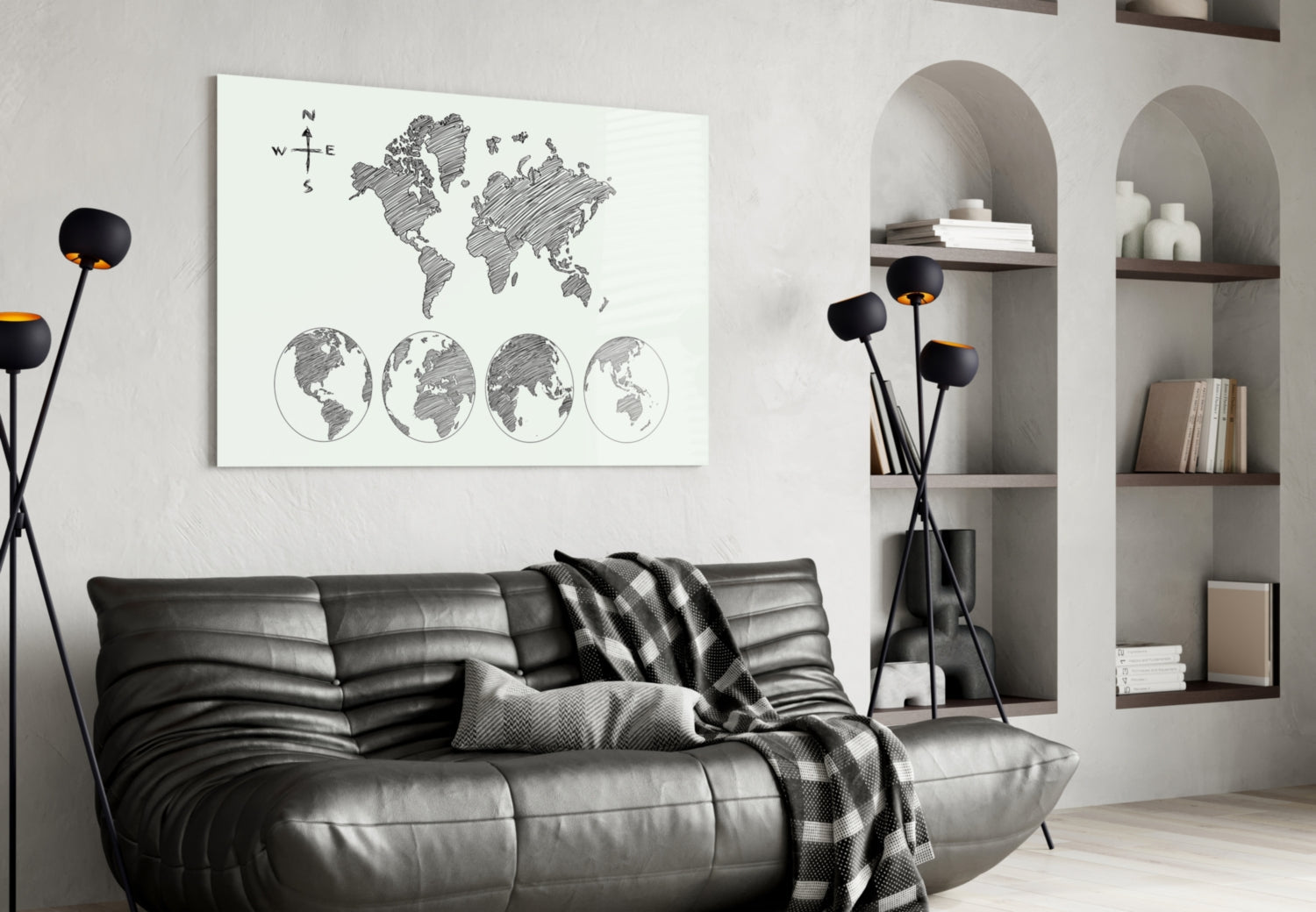 Continents Glass Wall Art-3