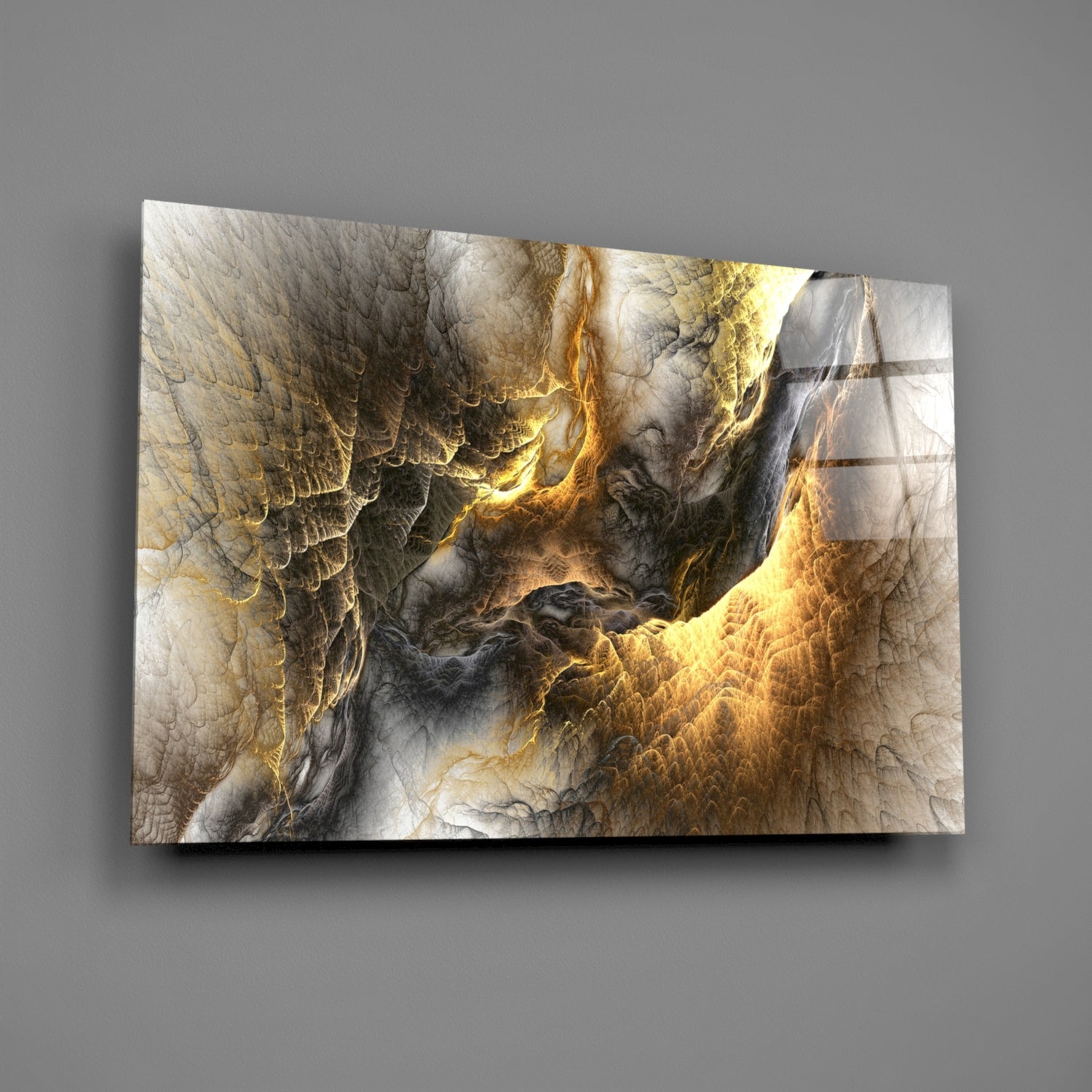 Golden Chaos Glass Wall Art-1