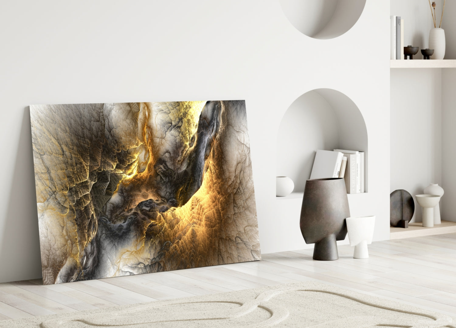 Golden Chaos Glass Wall Art-2