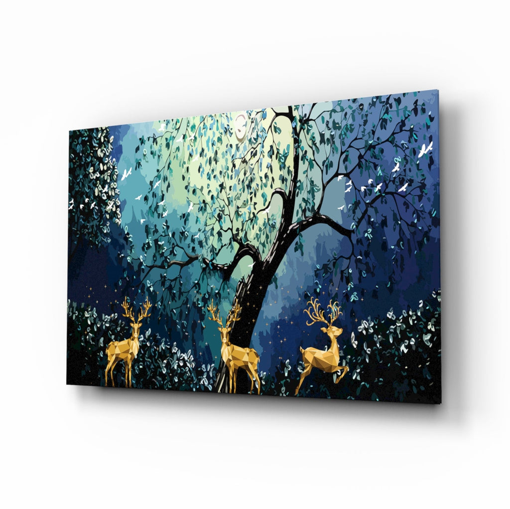 Golden Deers Glass Wall Art-0