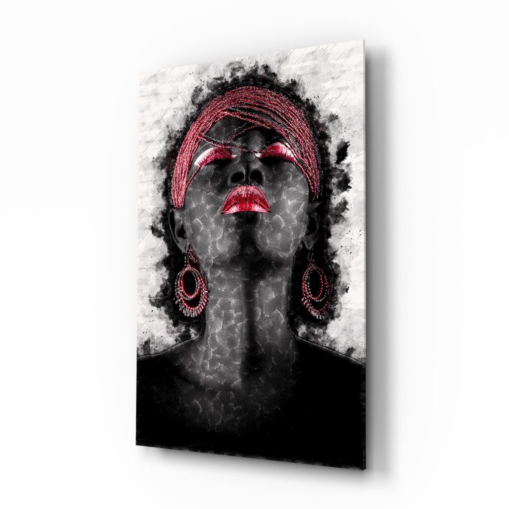 Woman and Red Glass Wall Art-0
