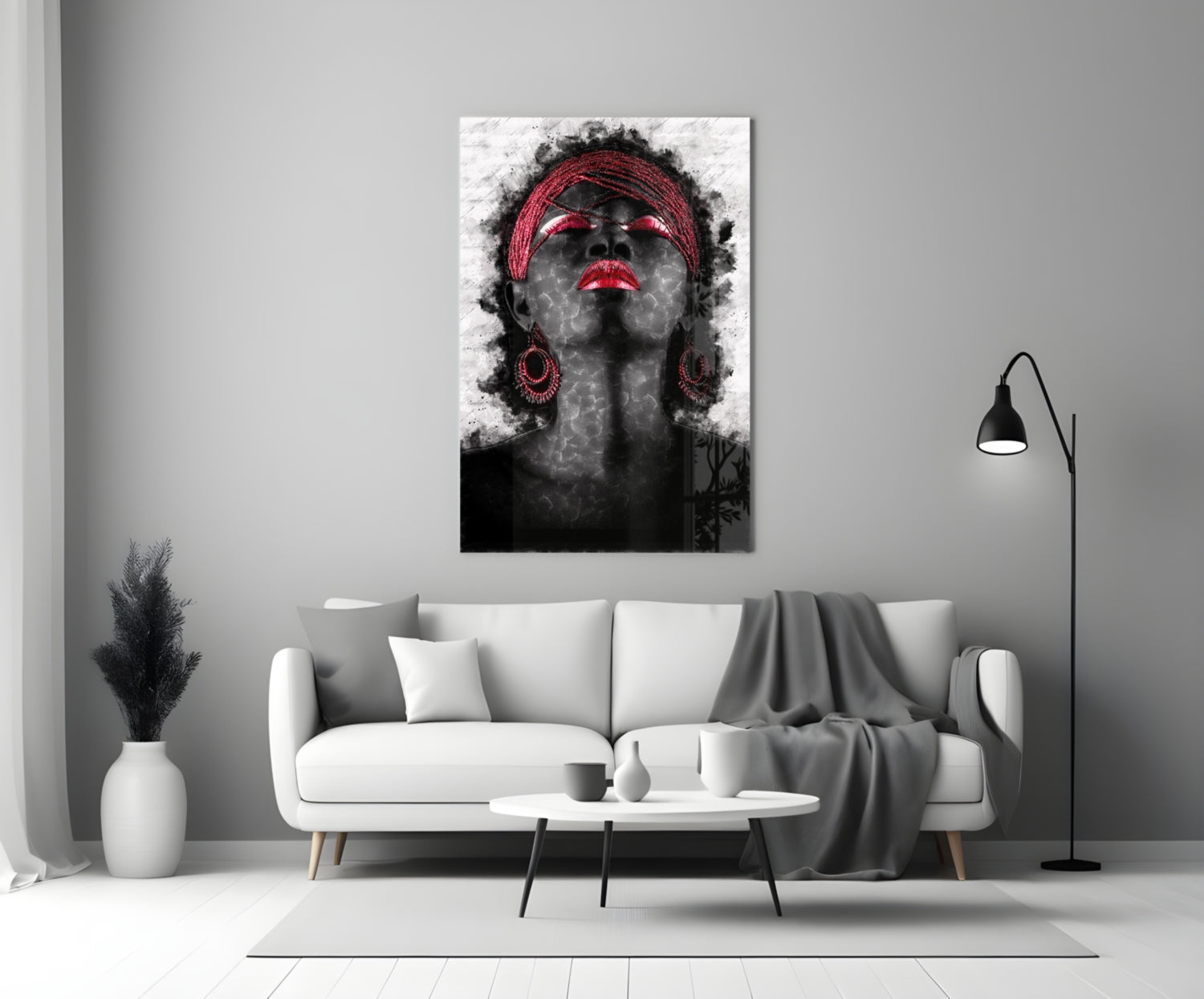 Woman and Red Glass Wall Art-2