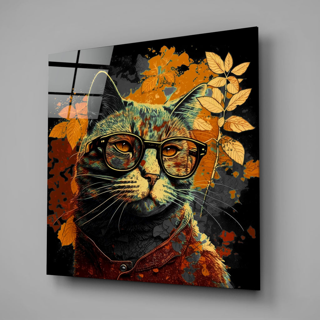 Intellectual Cat Glass Wall Art  || Designers Collection-1