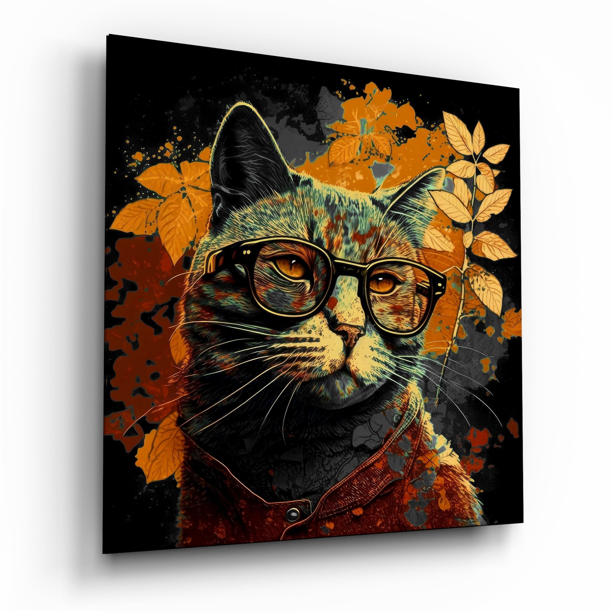 Intellectual Cat Glass Wall Art  || Designers Collection-0