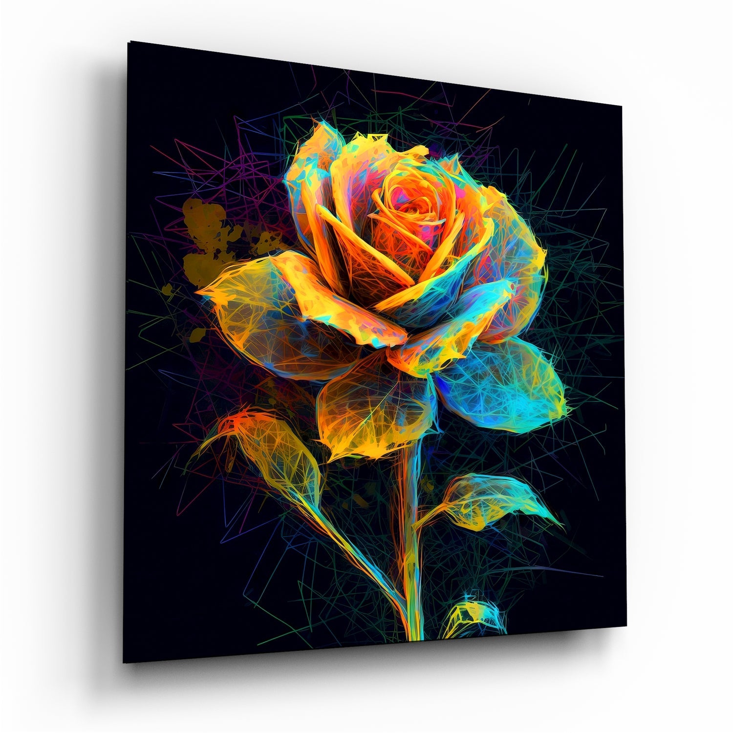 Yellow Rose Glass Wall Art-0