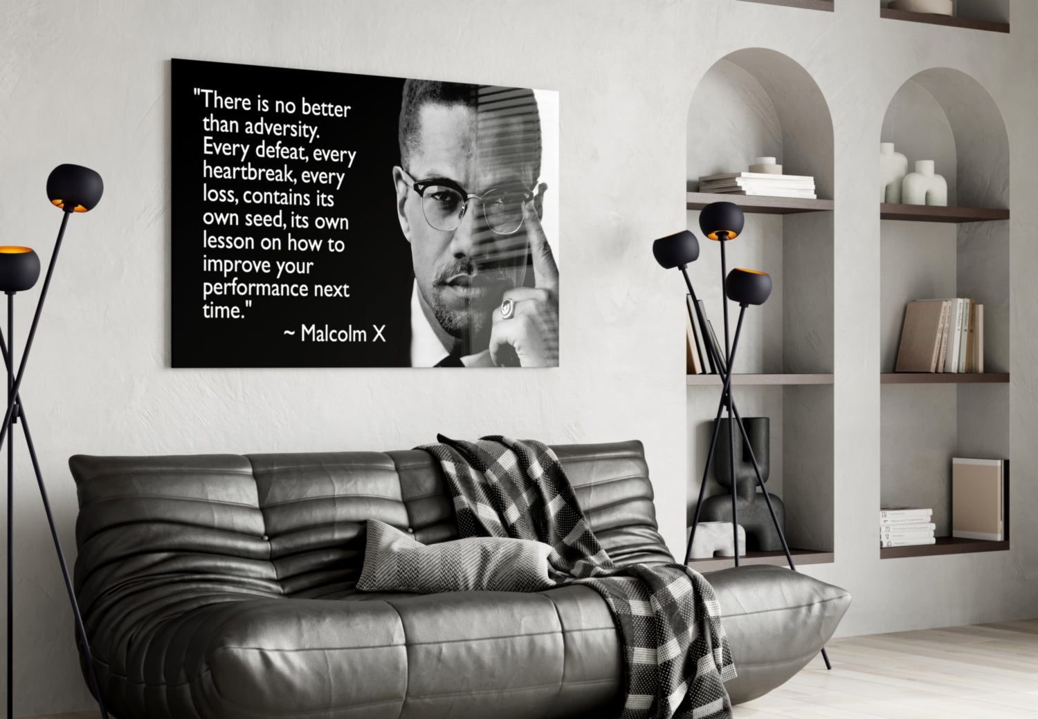 Words of Malcolm X Glass Wall Art-3