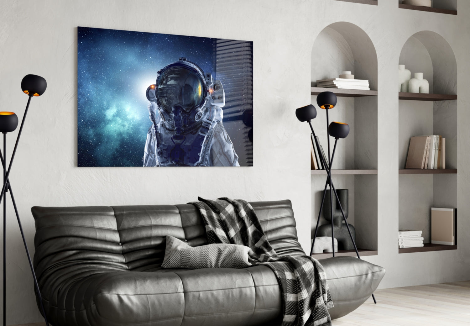 Astronaut İn Space Glass Wall Art-3