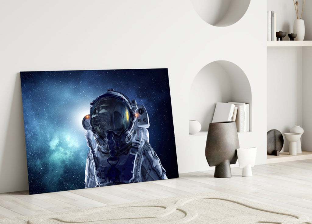 Astronaut İn Space Glass Wall Art-2
