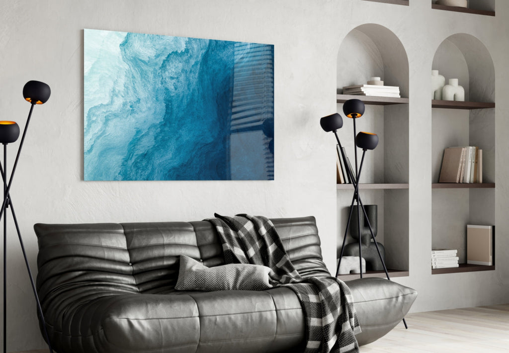 Shades Of Blue Glass Wall Art-3